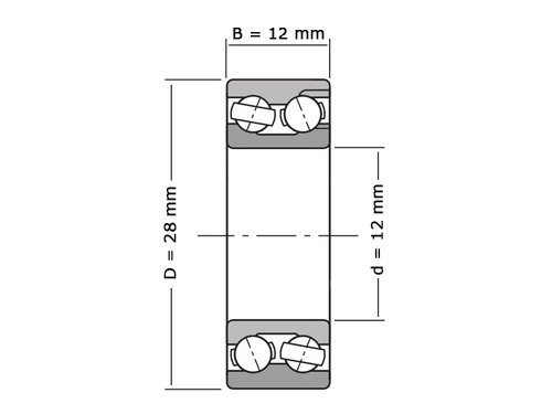 INA Hoekcontactlager Tweerijig 3001 (12x28x12mm)