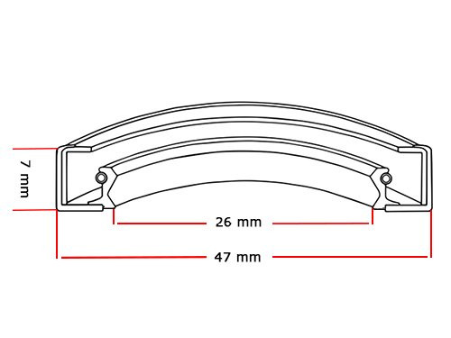 Foto van Oliekeerring 26x47x7mm BA Viton Oliekeerring 26x47x7mm BA Viton