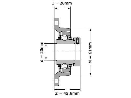 Foto van INA Lagerblok Ovaal TCJT20 N (20mm) INA Lagerblok Ovaal TCJT20 N (20mm)