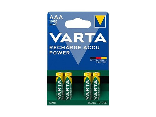 Foto van Varta NiMH oplaadbare batterij AAA 1000mA blister(4) Varta NiMH oplaadbare batterij AAA 1000mA blister(4)