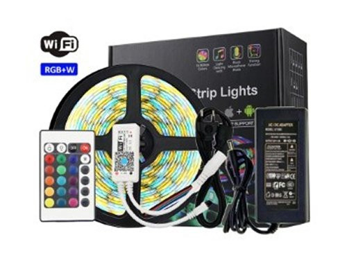 Foto van LED strip flex SET 5m 5050 12V IP65 RGBW WiFi compleet LED strip flex SET 5m 5050 12V IP65 RGBW WiFi compleet