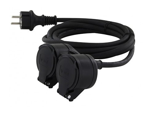 Verlengsnoer rubber tweeweg 3x1,5qmm 5m