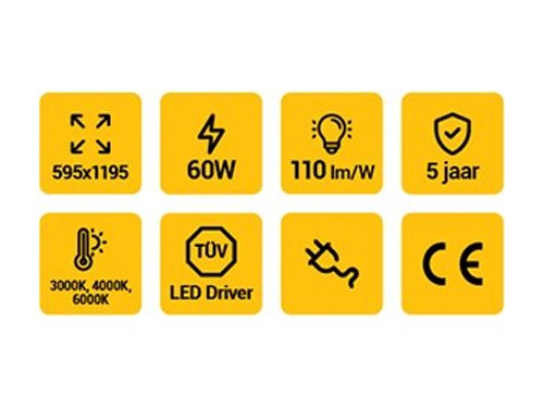 LED backlit paneel 120x60cm 60W 6000K 6600lm PREMIUM