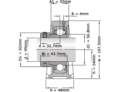 SKF Lagerblok Staand SYF45 FM (45mm)
