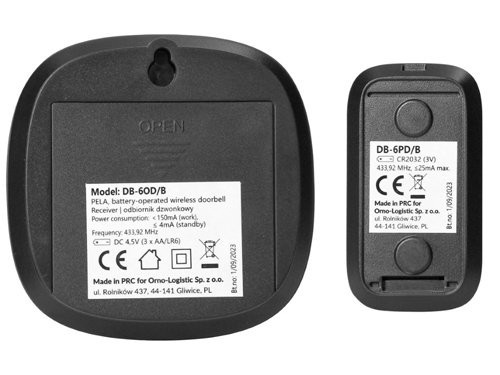 Foto van Draadloze deurbel set 300m zwart +RGB Draadloze deurbel set 300m zwart +RGB