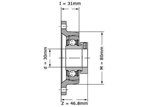 Foto van INA Lagerblok Ovaal PCJT30 N (30mm) INA Lagerblok Ovaal PCJT30 N (30mm)