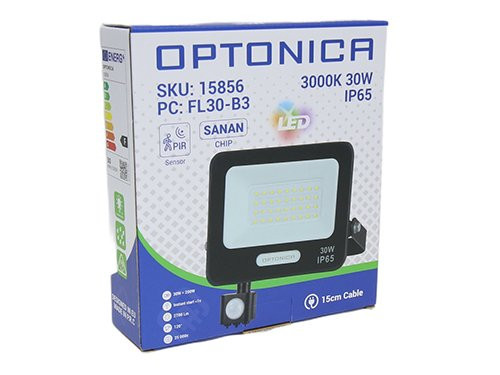 Foto van LED Bouwlamp 30W 3000K zwart + sensor LED Bouwlamp 30W 3000K zwart + sensor
