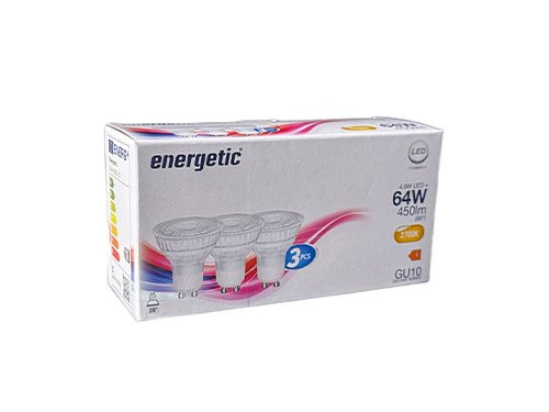 Energetic LED spot GU10 4,6-64W 2700K doos a3 GLAS