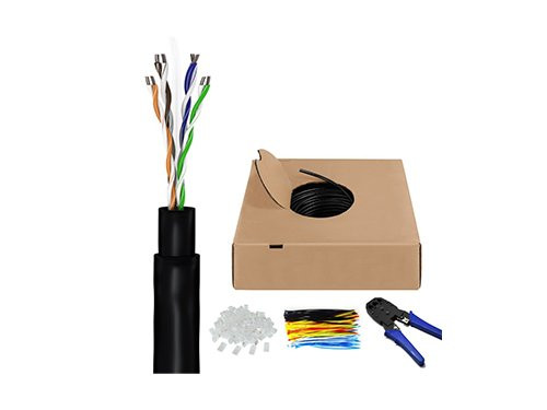 UTP CAT6 box 100m zwart massief OUTDOOR set