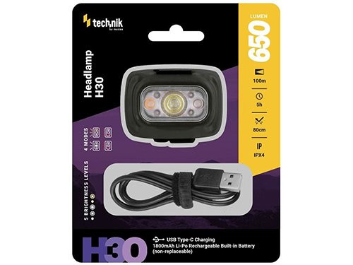 Foto van Technik LED hoofdlamp H30 oplaadbaar 650 lumen Technik LED hoofdlamp H30 oplaadbaar 650 lumen