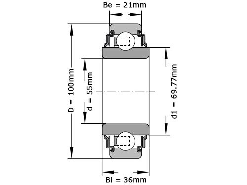 INA Insert Lager 211 KRR (55x100x36mm)