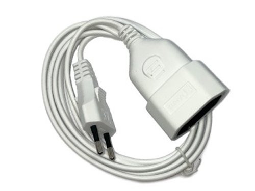 Euroverlengsnoer 2x0,75qmm wit 2m