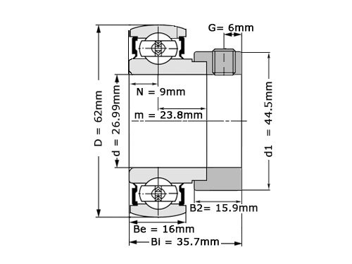 NTN Insert Lager AEL206-101 D1 W3 (26.99mm)