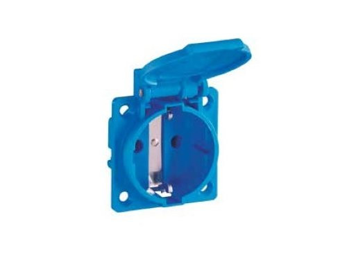 Foto van Inbouw stopcontact RA IP54 blauw met klepje / deksel Inbouw stopcontact RA IP54 blauw met klepje / deksel