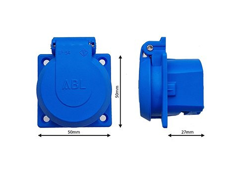 Foto van Inbouw stopcontact RA IP54 blauw met klepje / deksel Inbouw stopcontact RA IP54 blauw met klepje / deksel