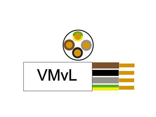 Kabel H05VV-F VMVL rond 4x0,75qmm wit 100 Meter