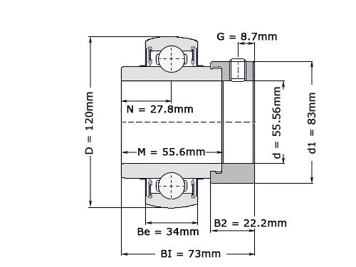 Foto van NTN Insert Lager UEL311-203 D1 W3 (55.56mm) NTN Insert Lager UEL311-203 D1 W3 (55.56mm)