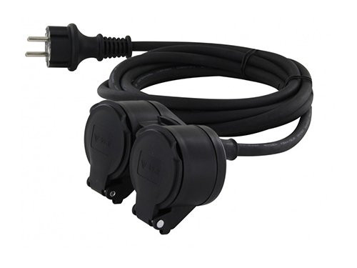 Verlengsnoer rubber tweeweg 3x1,5qmm 10m