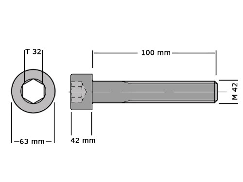 Cilinderbout met binnenzeskant DIN 912 M42x100 8.8 Verzinkt