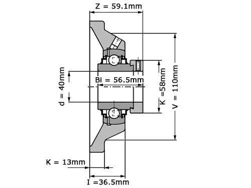 Foto van INA Lagerblok Vierkant RCJ40 N (40mm) INA Lagerblok Vierkant RCJ40 N (40mm)
