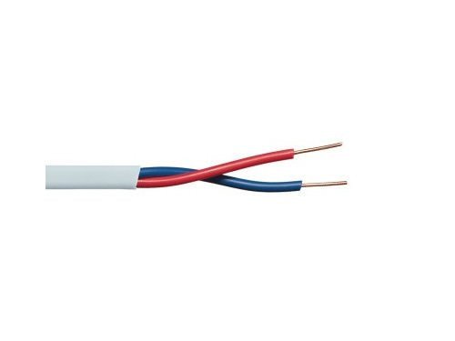 Thermostaat kabel 2x0.8qmm wit rond massief