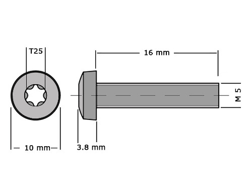 Bolcilinderschroef DIN 7985 M5x16mm T25 RVS A2
