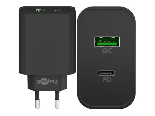 USB + USB-C snellader 45W zwart