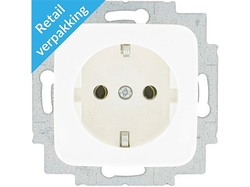 Foto van Verpakt Busch Jaeger WIT inbouw stopcontact RA Verpakt Busch Jaeger WIT inbouw stopcontact RA