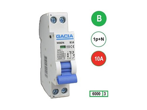 Foto van Installatieautomaat 10A B kar 2p GACIA Installatieautomaat 10A B kar 2p GACIA