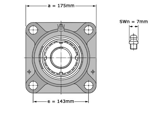 Foto van SKF Lagerblok Vierkant FYJ60 KF (55mm) SKF Lagerblok Vierkant FYJ60 KF (55mm)