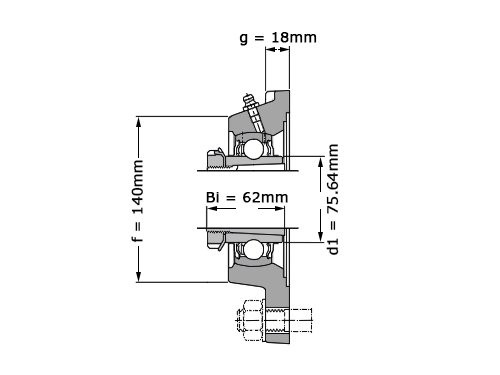 Foto van SKF Lagerblok Vierkant FYJ60 KF (55mm) SKF Lagerblok Vierkant FYJ60 KF (55mm)