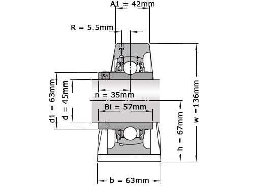 SKF Lagerblok Staand UCP309 (45mm)