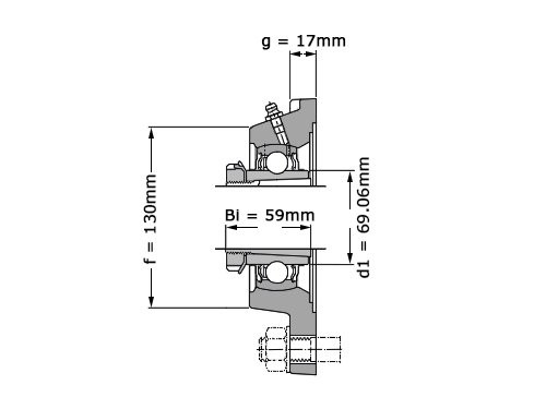 Foto van SKF Lagerblok Vierkant FYJ55 KF (50mm) SKF Lagerblok Vierkant FYJ55 KF (50mm)
