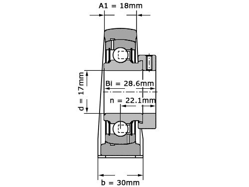 INA Lagerblok Staand PSHE17 (17mm)
