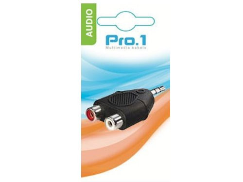 Audio adapt 3,5 jack stereo -> 2 tulp contra