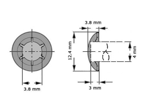Foto van Starlock Borgring 4mm met kap type A Starlock Borgring 4mm met kap type A
