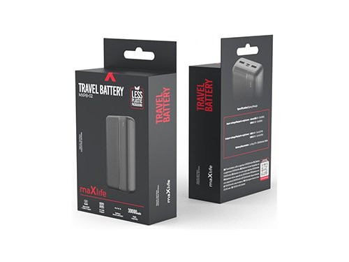 Foto van Powerbank 30.000mA zwart USB + USB-C Powerbank 30.000mA zwart USB + USB-C