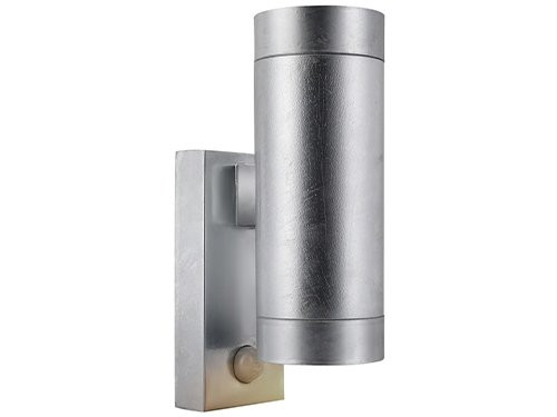 Foto van Wandlamp Tin Maxi Double 2x GU10 verzinkt IP54 + sensor Wandlamp Tin Maxi Double 2x GU10 verzinkt IP54 + sensor