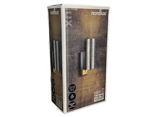 Foto van Wandlamp Tin Maxi Double 2x GU10 verzinkt IP54 + sensor Wandlamp Tin Maxi Double 2x GU10 verzinkt IP54 + sensor