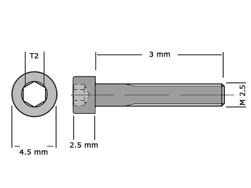 Cilinderbout met binnenzeskant DIN 912 M2.5x3 RVS A2