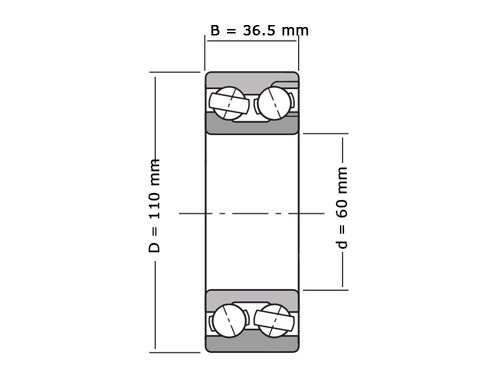 NKE Hoekcontactlager Tweerijig 3212 B 2Z TV (60x110x36.5mm)