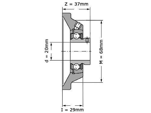 INA Lagerblok Vierkant PCJY20 N (20mm)
