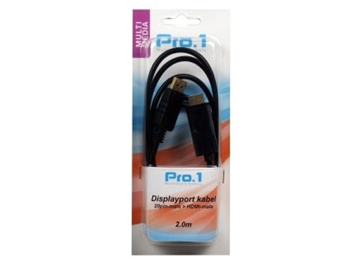 Displayport 20pin male naar HDMI male 2m