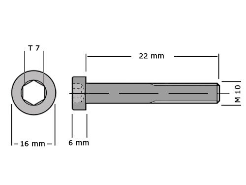 Lage cilinderbout met binnenzeskant DIN 7984 M10x22 RVS A2
