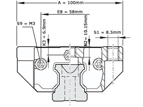 Bosch Rexroth Kogelwagen Koolstofstaal KWD-035-FNS-C1-S-1 Met Kogelketting