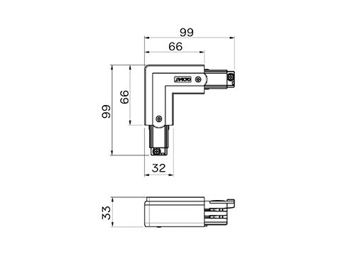 Foto van Hoekstuk rechts vast 90gr tbv. 3-fasen rail wit Hoekstuk rechts vast 90gr tbv. 3-fasen rail wit