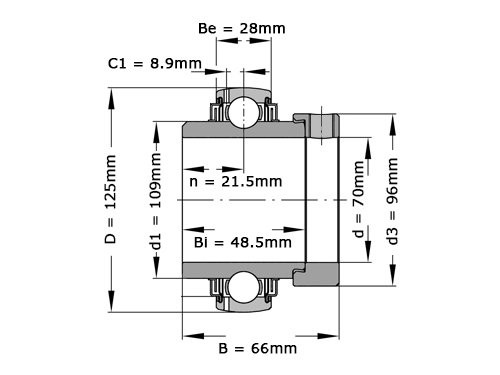 Foto van INA Insert Lager GE70 KRR B (70x125x66.1mm) INA Insert Lager GE70 KRR B (70x125x66.1mm)