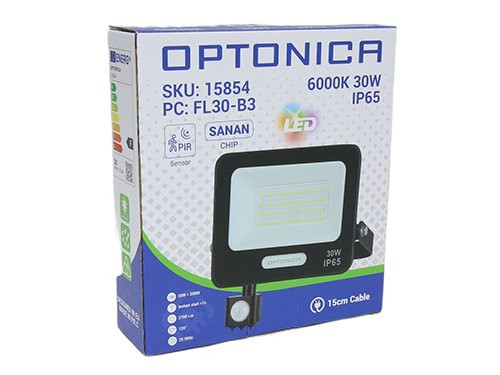Foto van LED Bouwlamp 30W 6000K zwart + sensor LED Bouwlamp 30W 6000K zwart + sensor