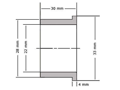 Flensglijlager Sinterbrons BP25 22x28x30/33x4mm