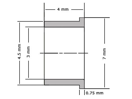 Flensglijlager PAF0304 P14 Gerold Staal / PTFE (3x4.5x4/7x0.75mm)